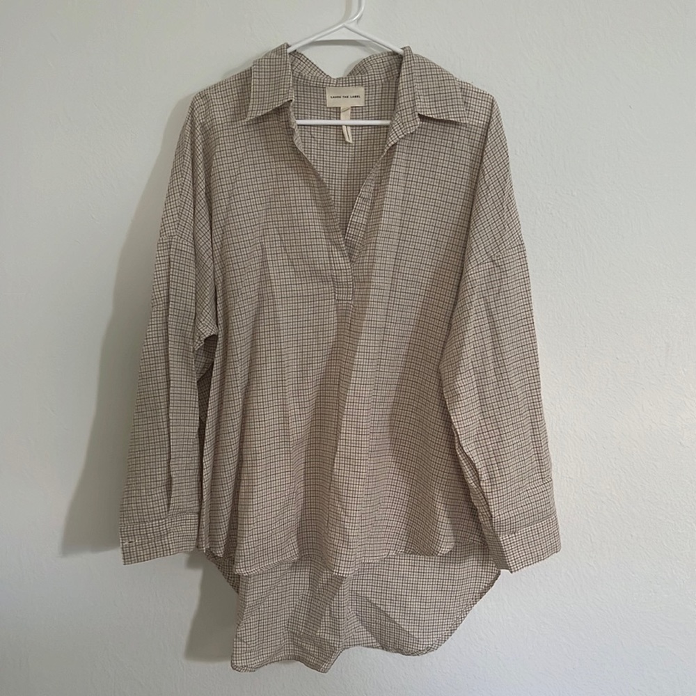 Laude the Label Oversized Tunic-Dove Small Grid